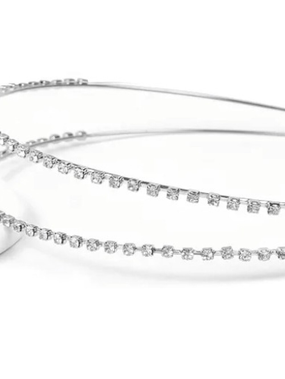 Elegant Silver Rhinestone Double Row Wire Headband BNIB